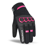 BELA TRACKER WINTER WP Senhora Moto Textil Luvas Preta Rosa - Imagem frontal das luvas