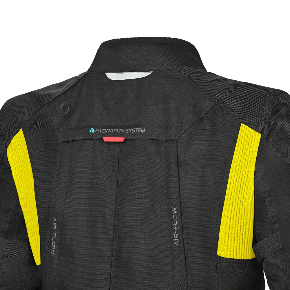 BELA TRANSFORMER 3 Em 1 Moto Casaco Preto Amarelo Fluo - Imagem parte superior costas Casacos
