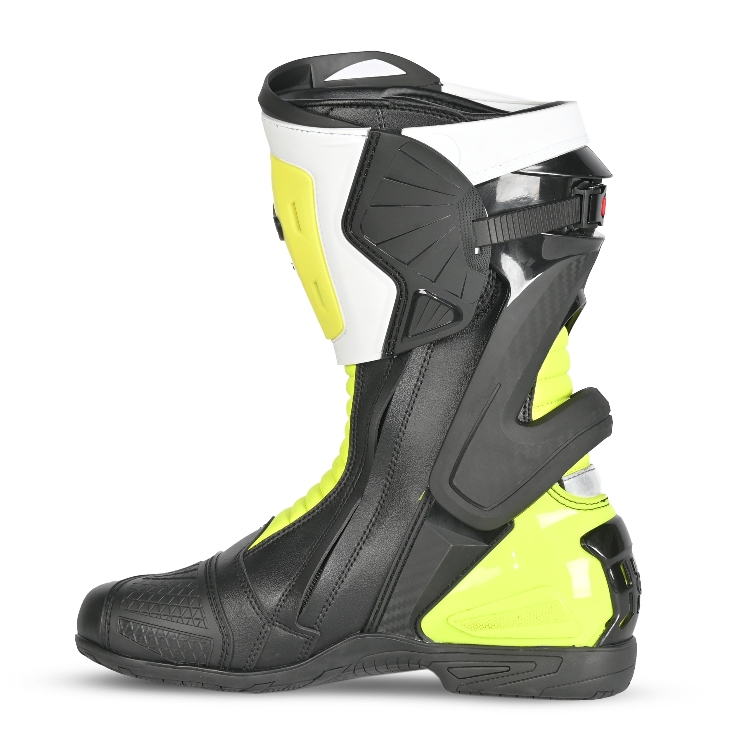 BELA TURBO TRACK Moto Corrida Botas Preto Fluorescente Amarelo - Imagem do lado esquerdo de Boots