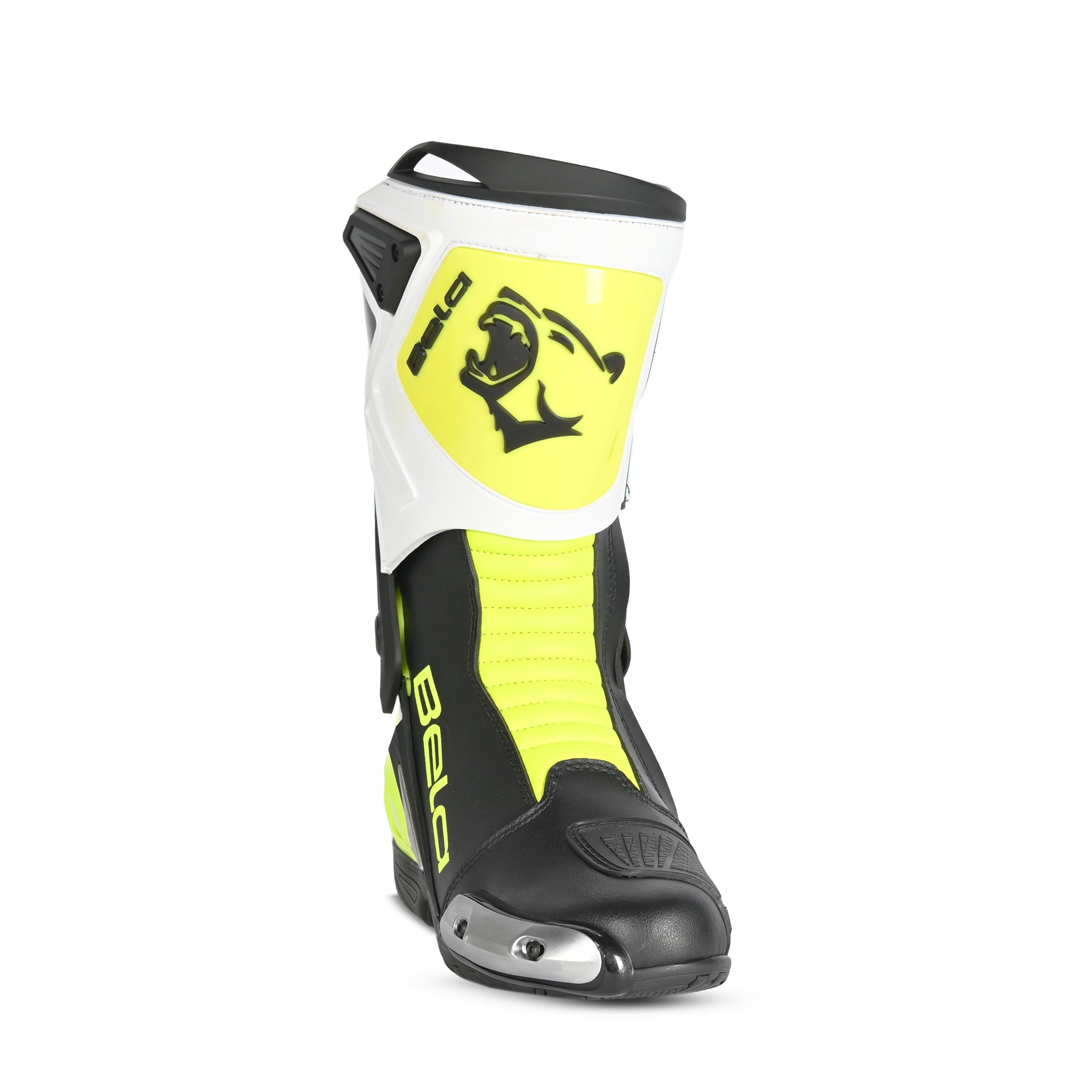 BELA TURBO TRACK Moto Corrida Botas Preto Fluorescente Amarelo - Imagem frontal da Boots