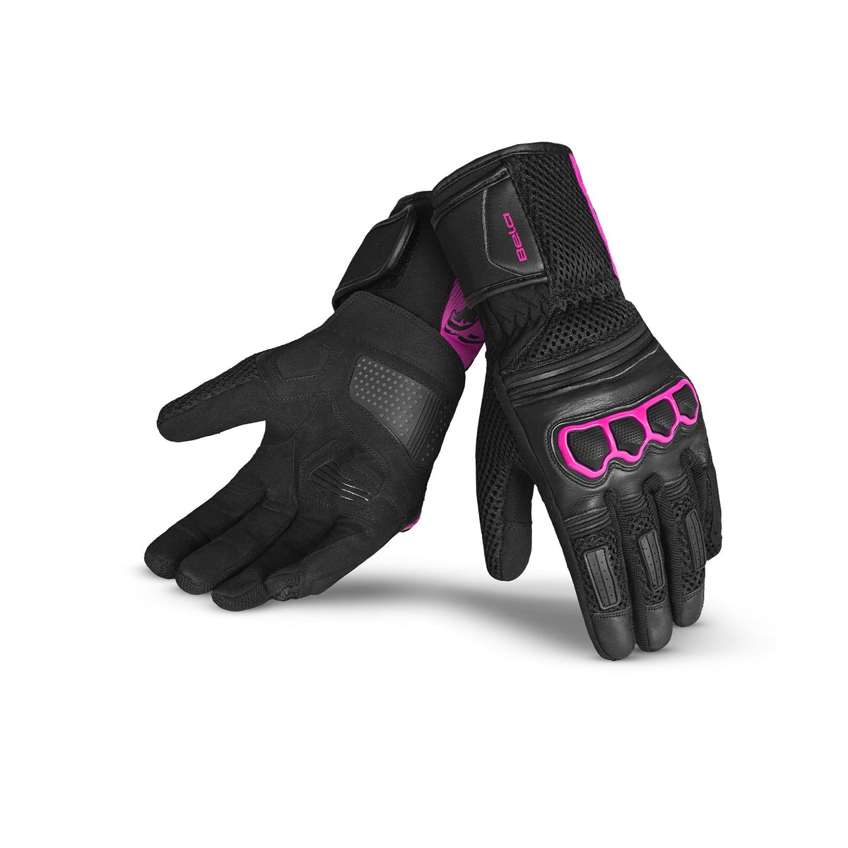 BELA TWIX Senhora Moto Textil Luvas Preto Rosa - Imagem dupla de luvas