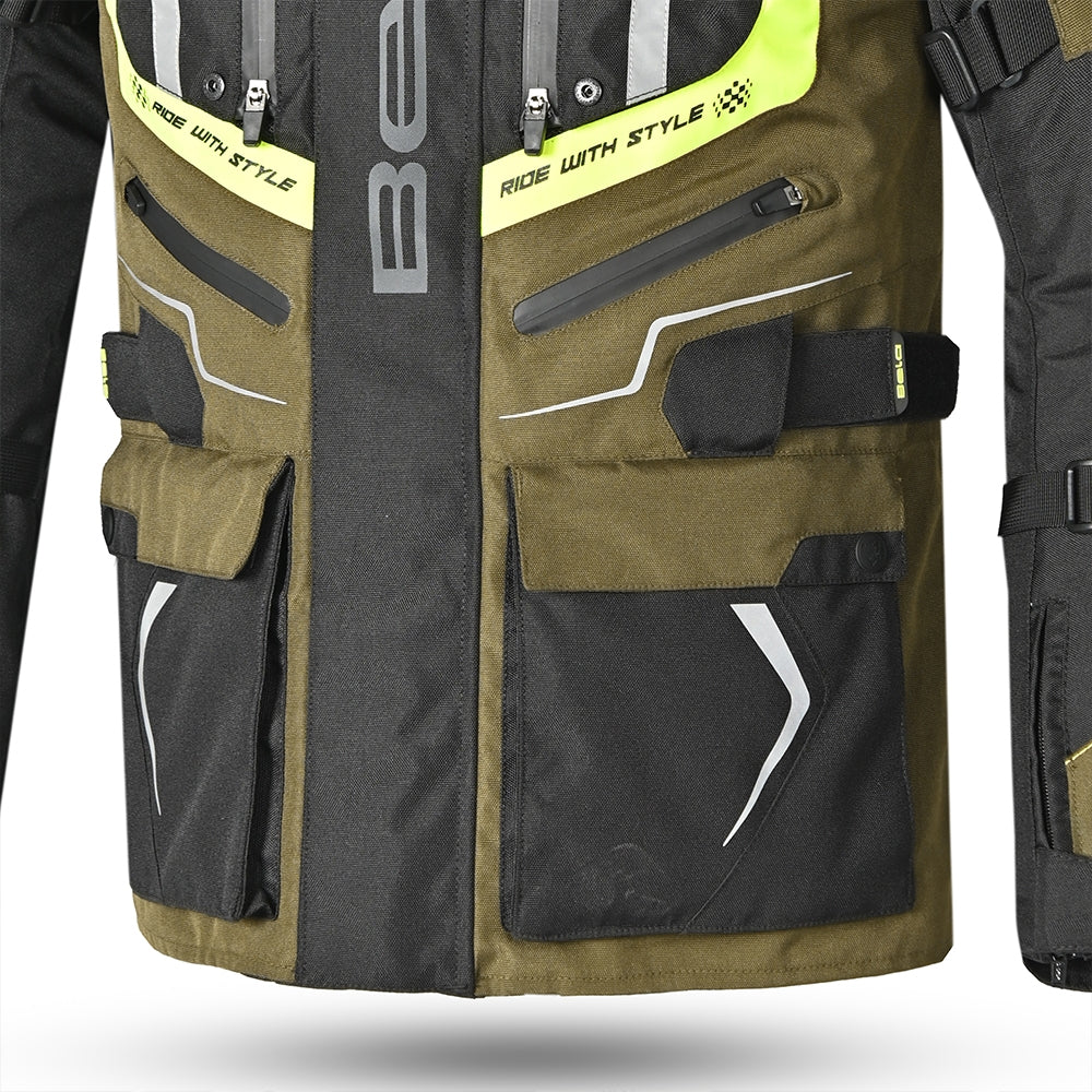 BELA WATSON Men's Motorcycle Jackets Black Khaki Yellow White – 8 – Maximomoto PT