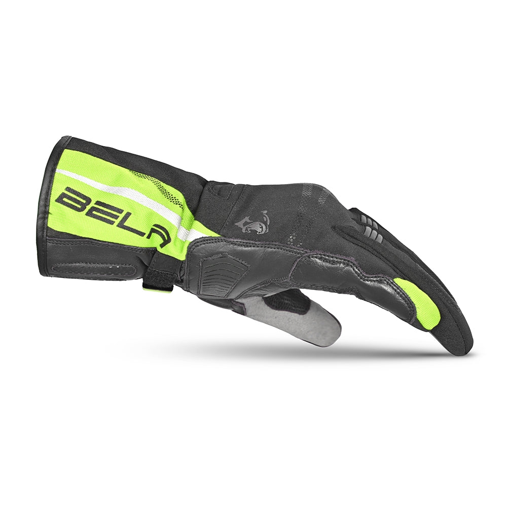 BELA WINTER WP IGLO Moto Textil Luvas Preta Fluorescent Amarillo - Imagem do lado direito das luvas