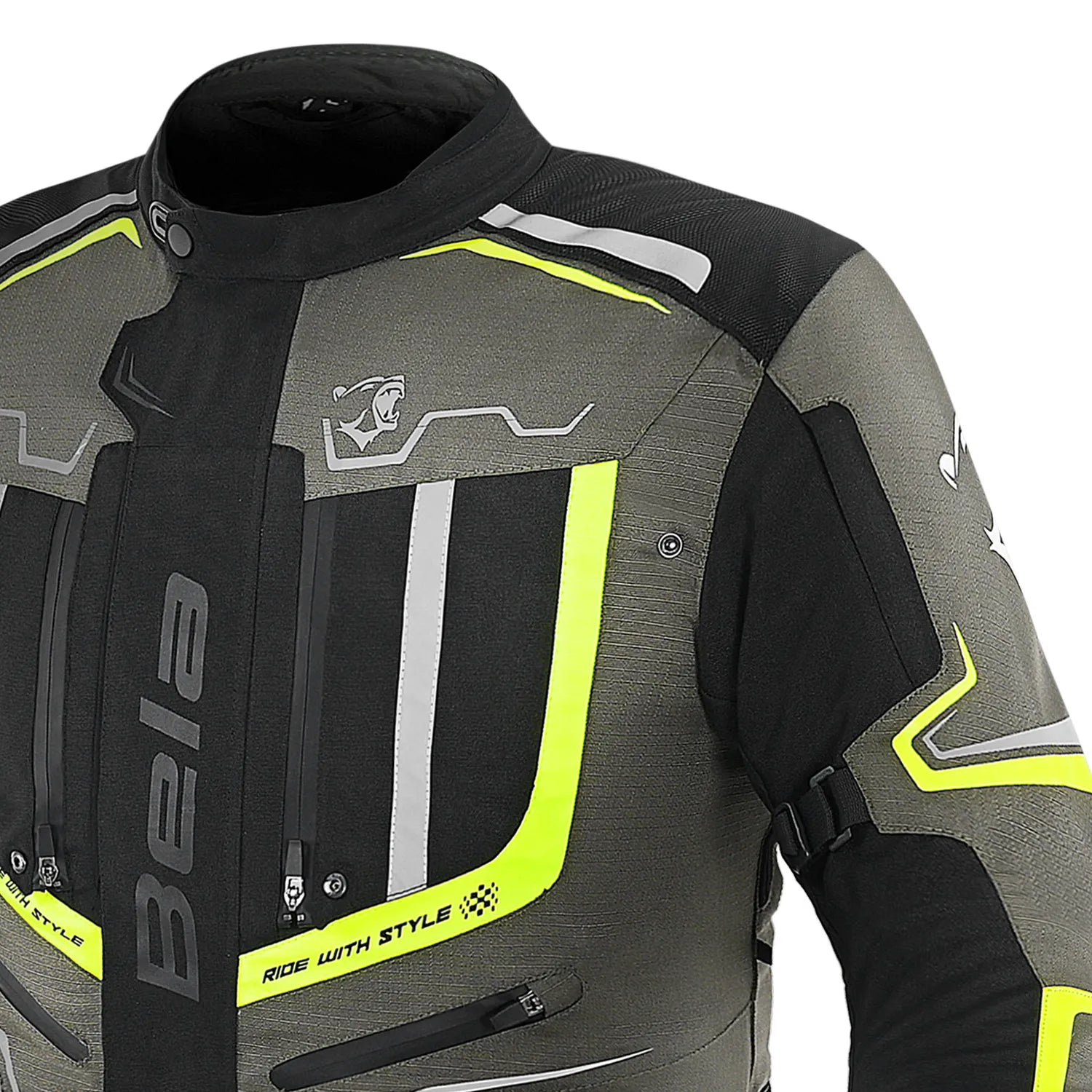 BELA WATSON Men's Motorcycle Jackets Black Khaki Yellow White – 4 – Maximomoto PT