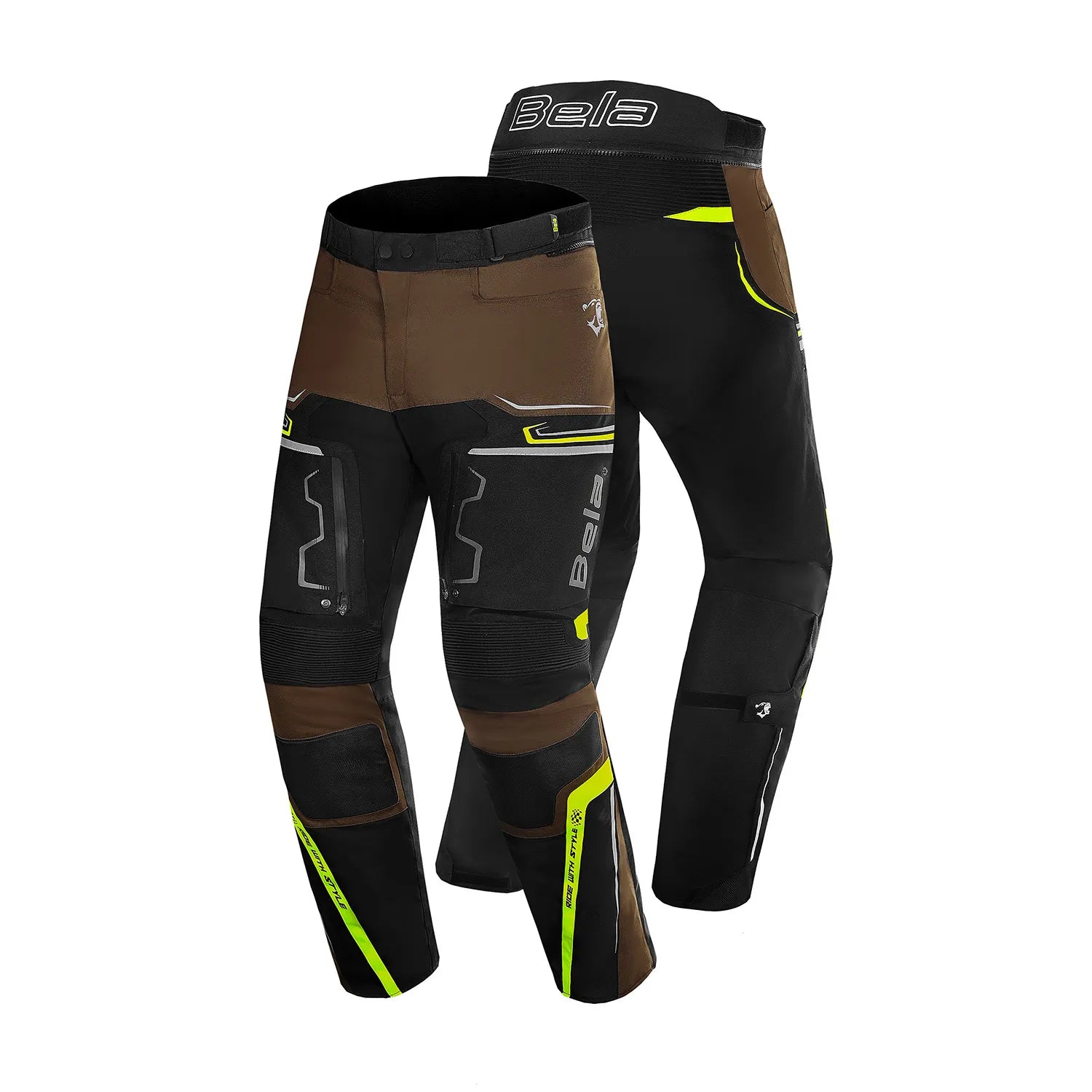 BELA WATSON CALCAS DE MOTO TEXTIL PRETO CASTANHO AMARELO BRANCO – 2 – Maximomoto PT