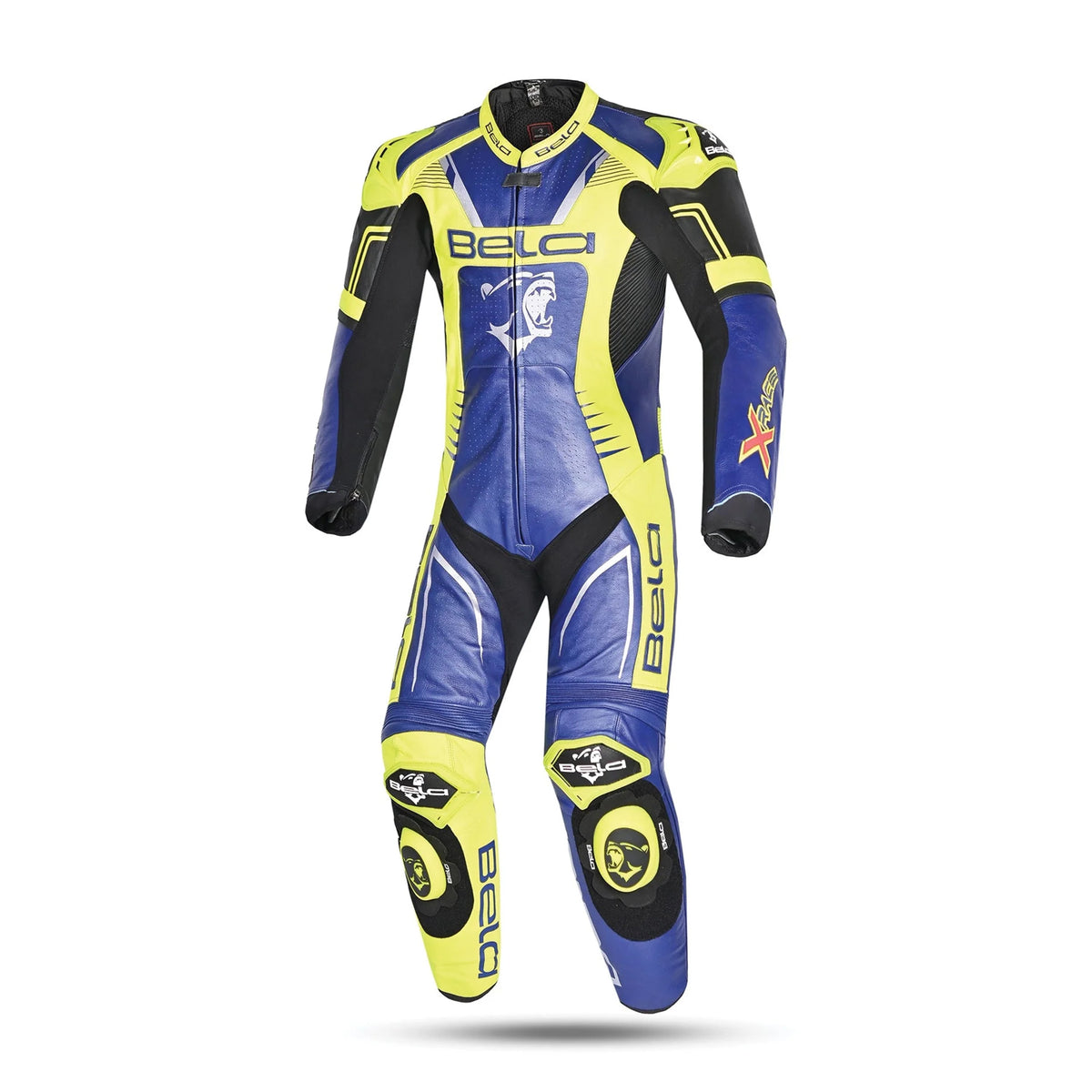 BELA X RACE 1 PC Fatos De Moto Couro Azul Amarelo Fluor