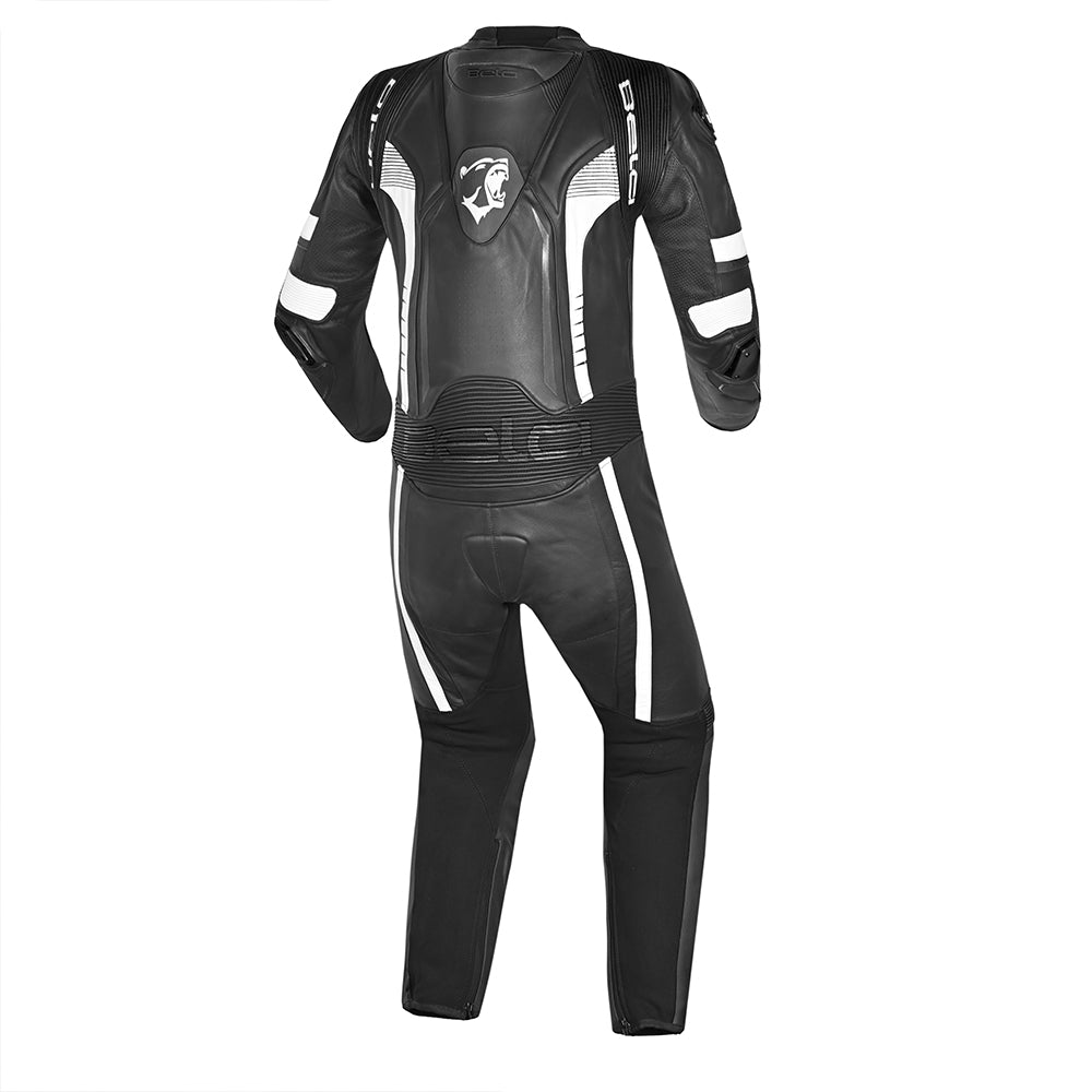 BELA X RACE 1 PC Moto Couro Fatos Preto Branco - Imagem traseira do terno