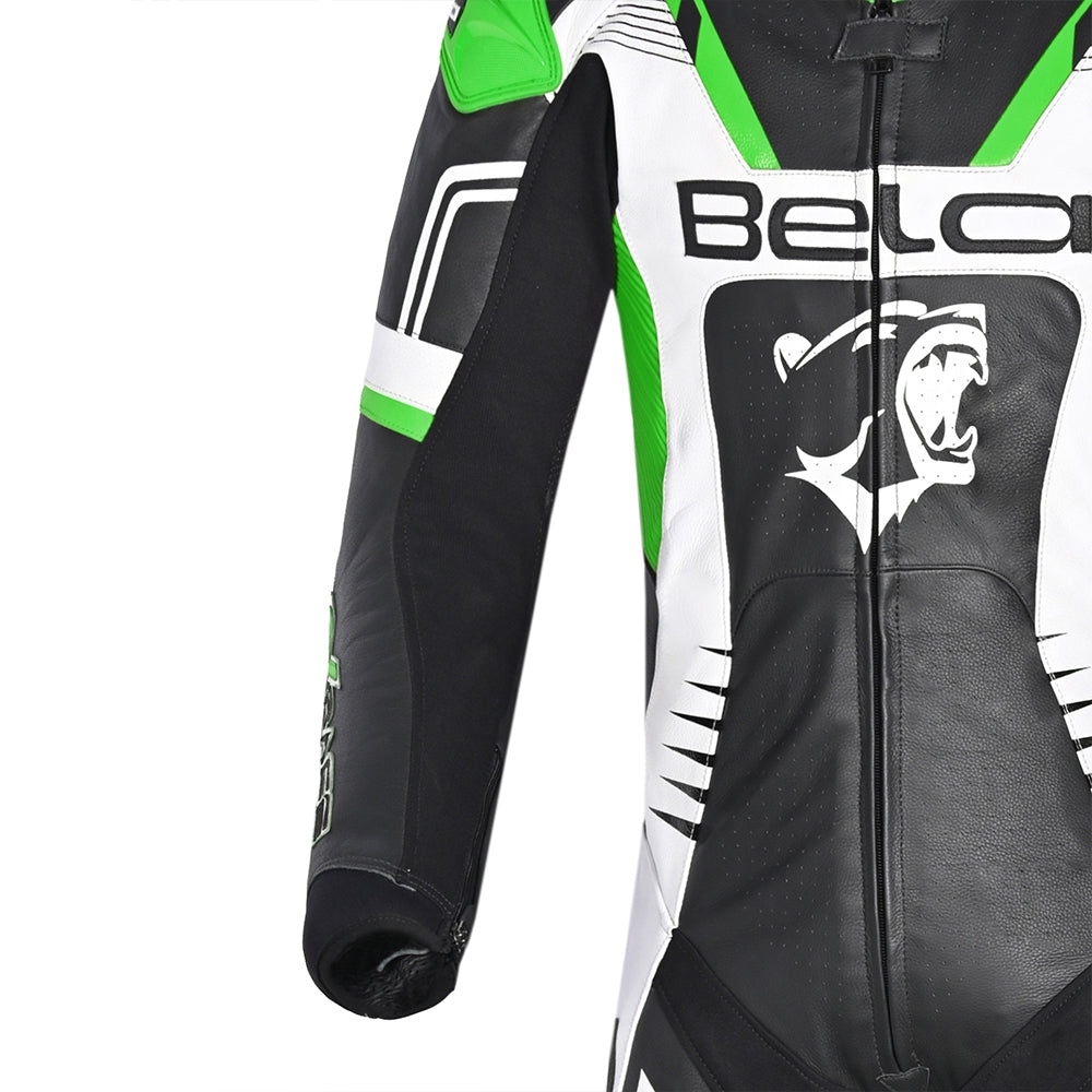 BELA X RACE 1 PC Moto Fatos Branco Preto Verde - Imagem superior frontal direita do traje