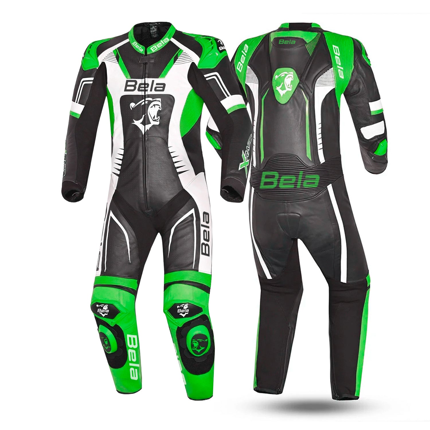 BELA X RACE 1 PC Motorcycle Suits White Black Green – 2 – Maximomoto PT