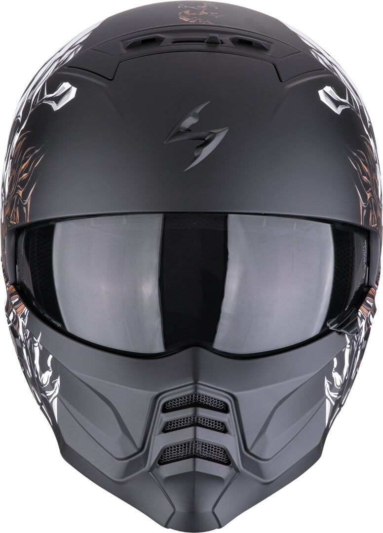 SCORPION EXO-COMBAT II GENESIS Motorcycle Jet Black Helmet Matte White Gold – 2 – Maximomoto PT