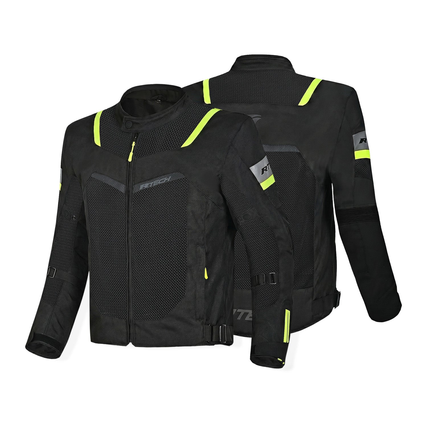 R-TECH SPIRAL MESH Motorcycle Jackets Summer Black Yellow Fluorescent – 3 – Maximomoto PT