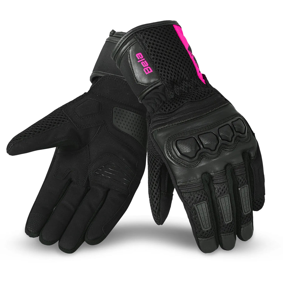 BELA TWIX Women's Motorcycle Textile Gloves Black Pink