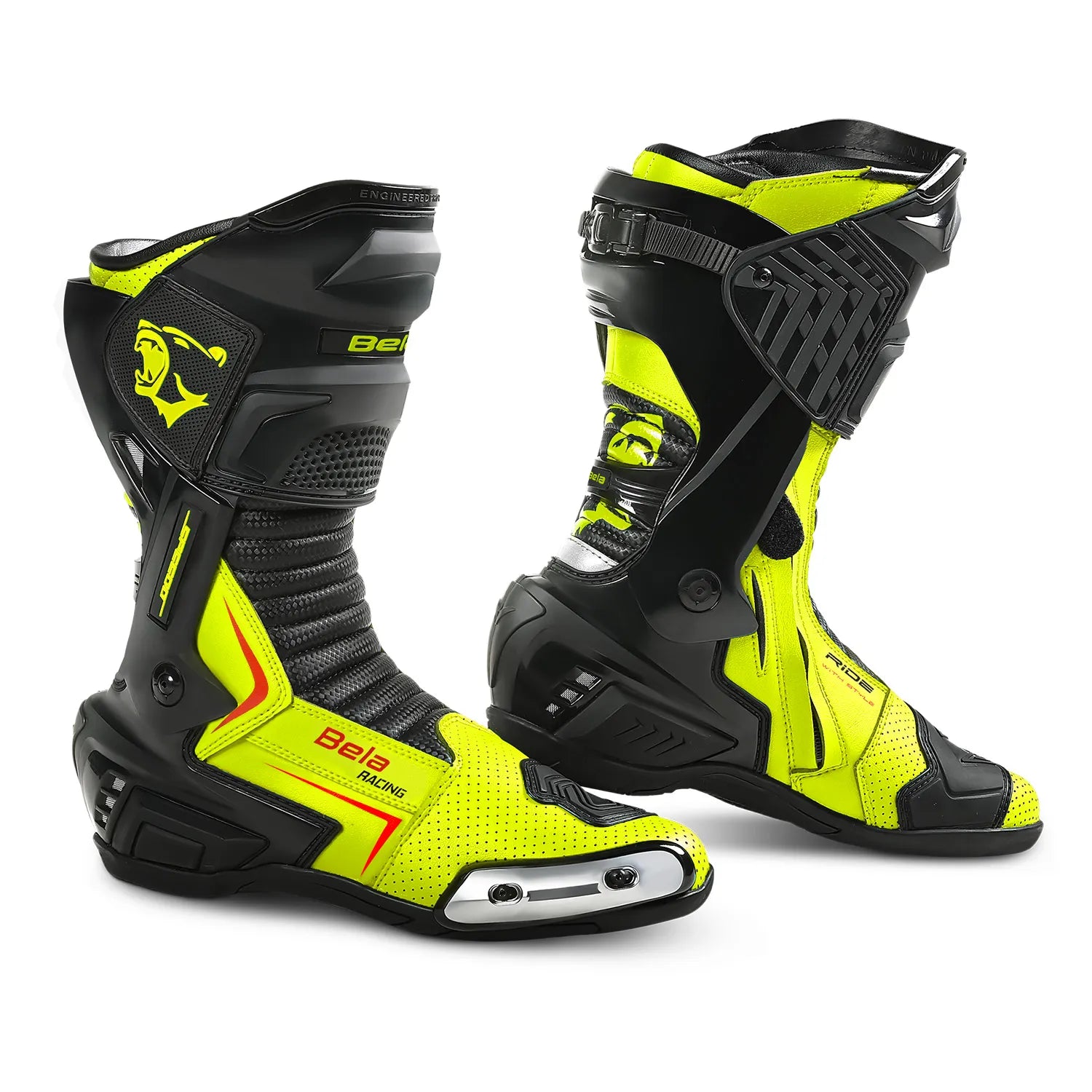BELA SPEEDO 2.0 Botas De Moto Couro Preto Amarelo Fluor – 1 – Maximomoto PT