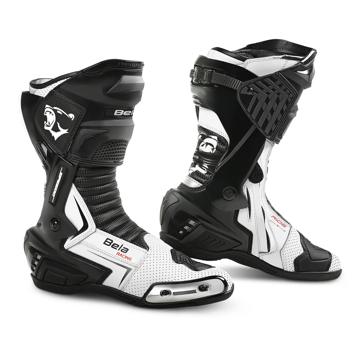 BELA SPEEDO 2.0 Botas De Moto Couro Preto Branco