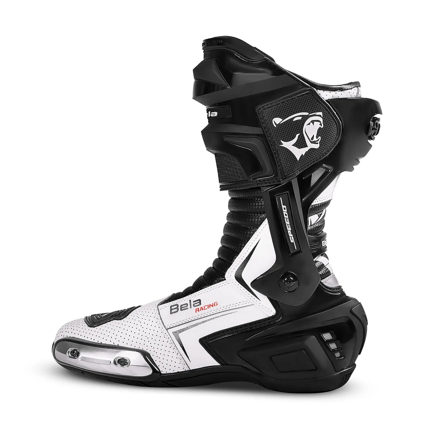BELA SPEEDO 2.0 Botas De Moto Couro Preto Branco – 2 – Maximomoto PT