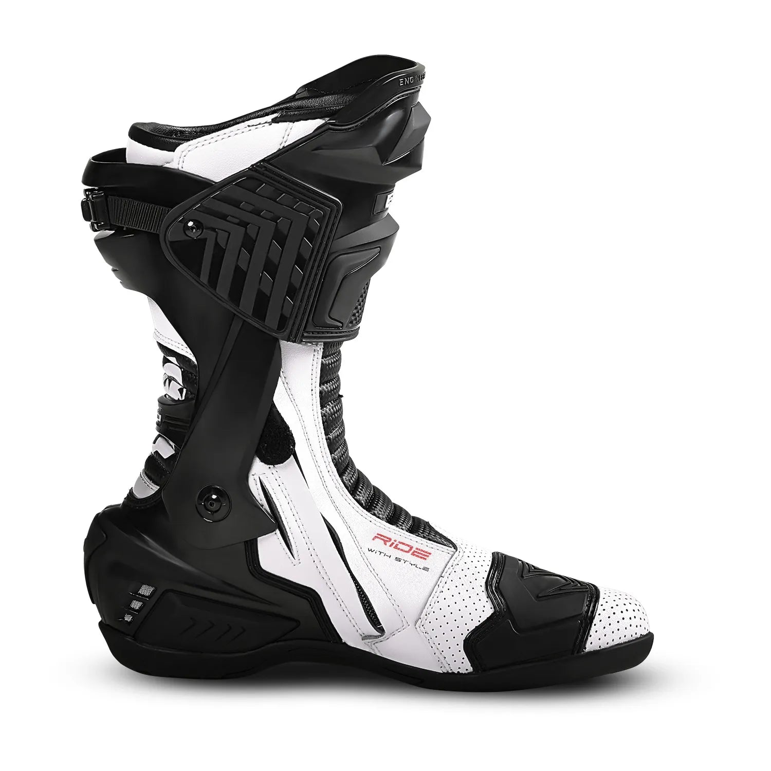 BELA SPEEDO 2.0 Botas De Moto Couro Preto Branco – 3 – Maximomoto PT