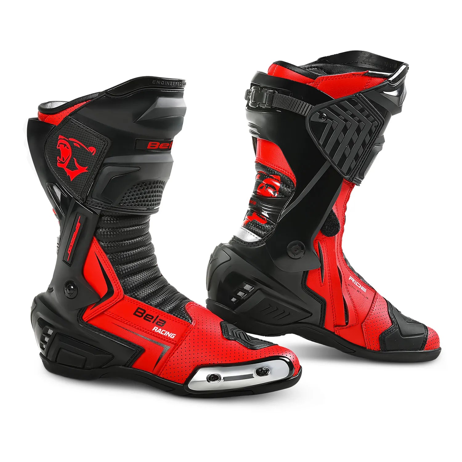BELA SPEEDO 2.0 BOTAS DE MOTO COURO PRETO VERMELHO – 1 – Maximomoto PT