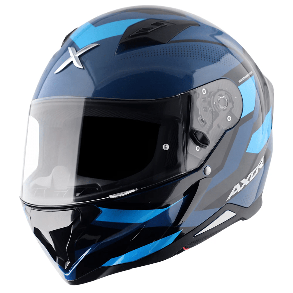 AXOR HUNTER CORNET Moto Integral Capacete Preto Azul