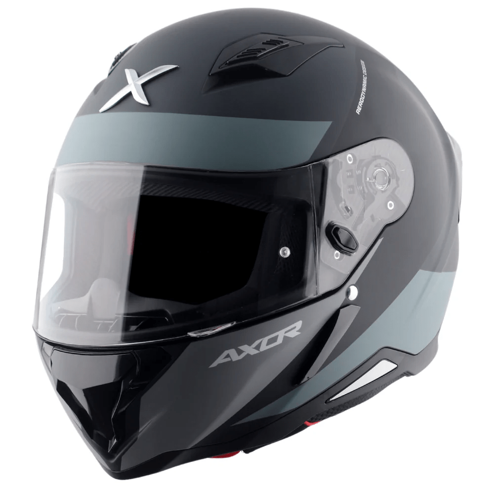 AXOR HUNTER TURBO Moto Integral Capacete Preto Matt Cinza
