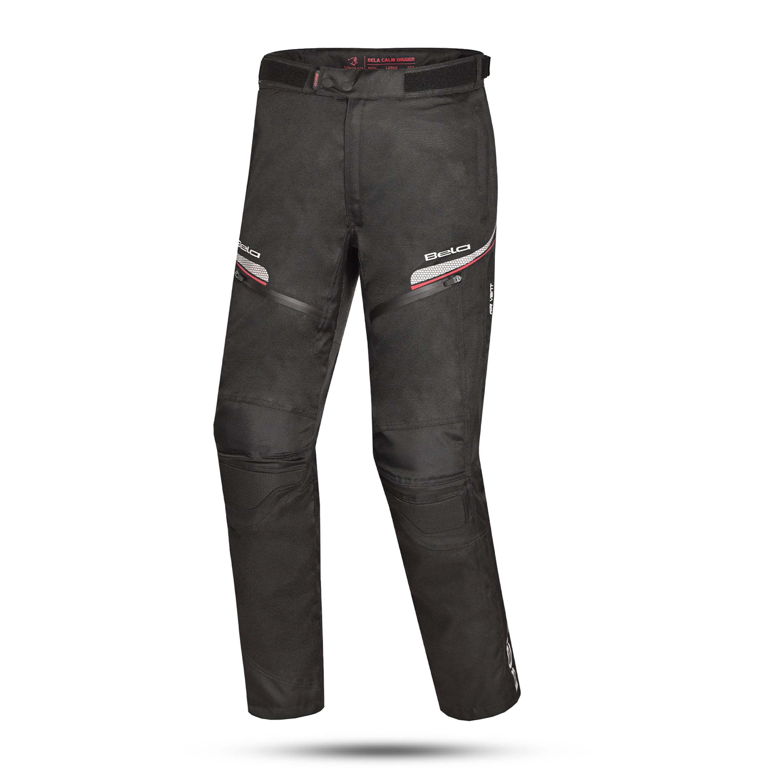 BELA Calm Digger Textil Moto Calcas Preto Vermelho 34L
