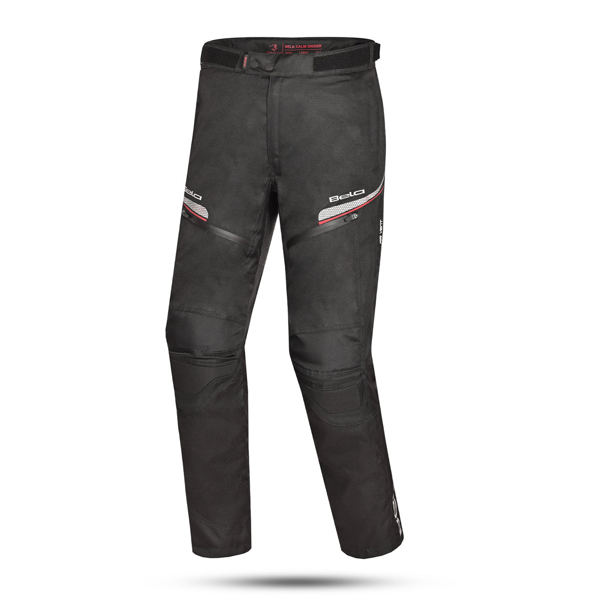 BELA Calm Digger Textil Moto Calcas Preto Vermelho 34L