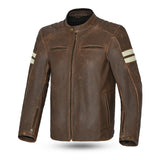 BELA STARK Moto Couro Casacos Marrom Vintage Beige