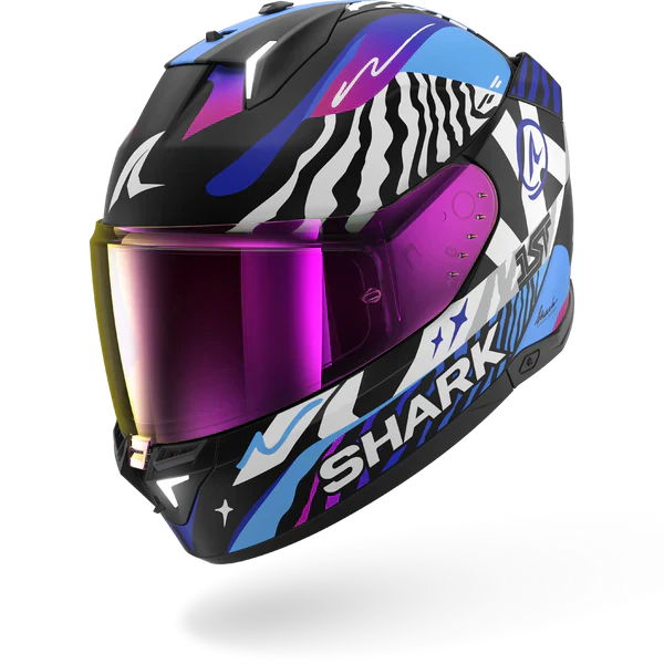 SHARK SKWAL i3 SPEED FANCY Moto Integral Capacete Preto Branco Azul