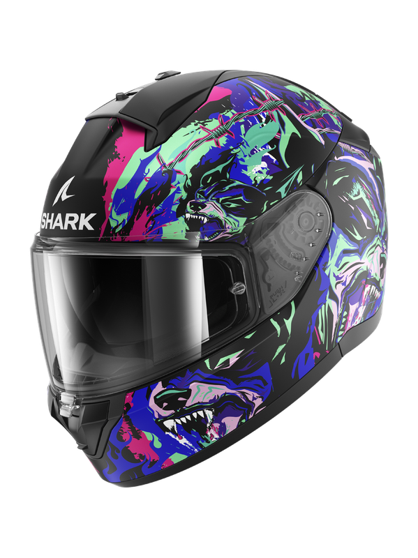 SHARK RIDILL 2 RAGING BEAST INTEGRAL SHELL Matte Black Violet Green – 1 – Maximomoto PT