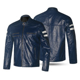 BELA MILANO Moto Couro Moda Casacos Azul Branco