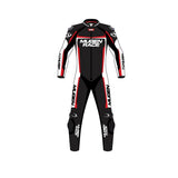 MUGENRACE LS1-MNR-1903 Moto Júnior Terno Couro Ohvale Preto Branco - imagem frontal do terno