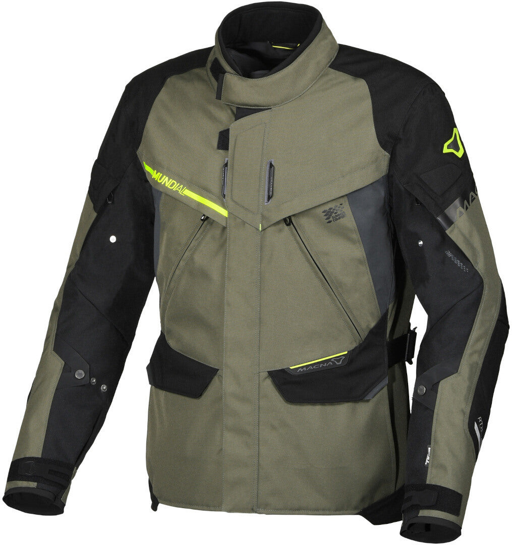 Macna Mundial men waterproof textile jacket Green Black Yellow – 1 – Maximomoto PT
