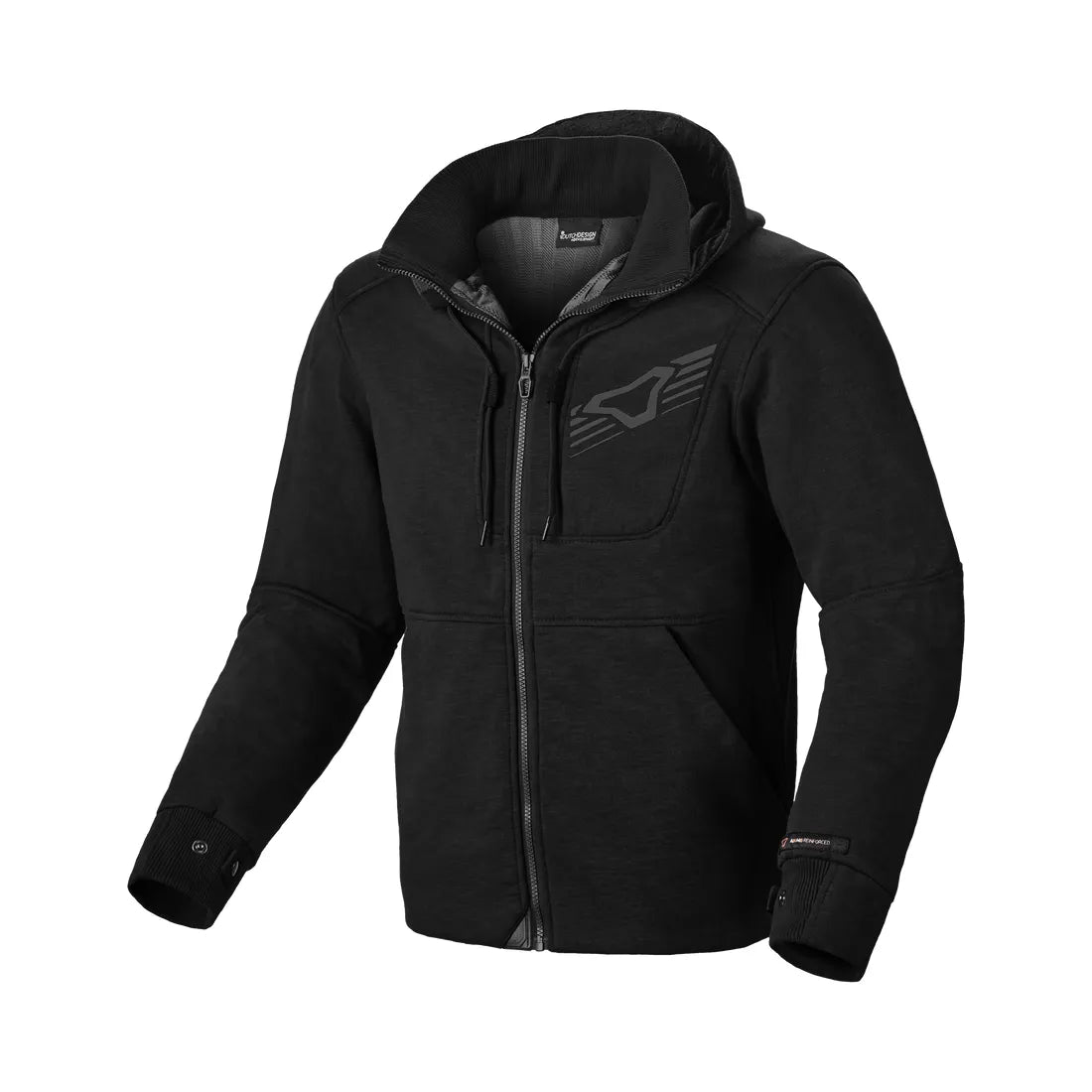 MACNA DISTRICT Hombre Moto Textil Capucha Chaqueta Negra