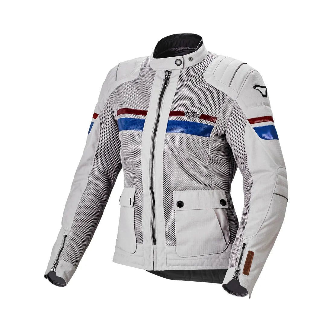 MACNA Fluent Mujer Moto Textil Chaqueta Gris Claro Azul Rojo