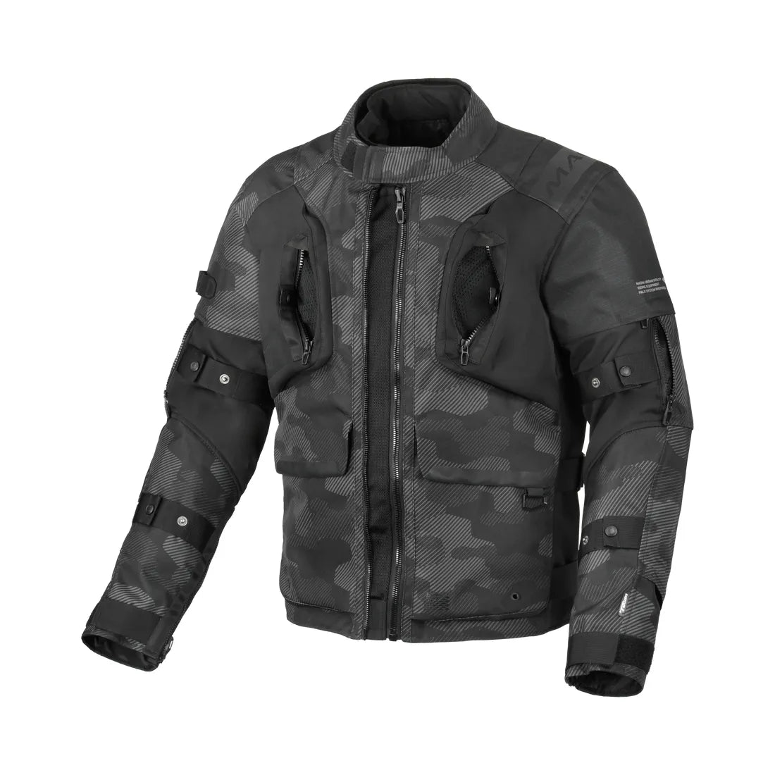 Chaqueta textil moto Macna Higera hombre 2 capas Negro Gris Camuflaje