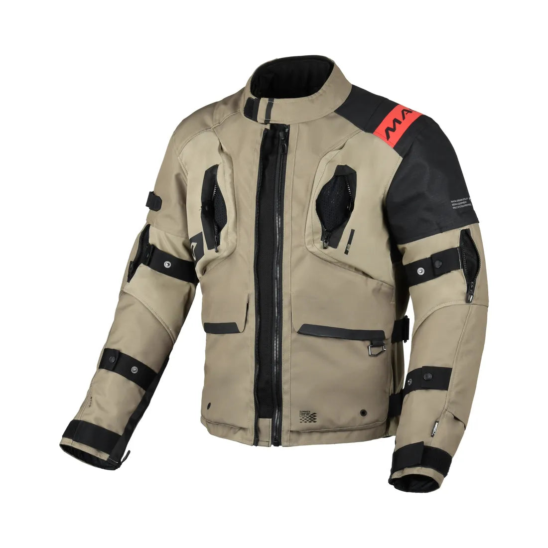 Macna Higera hombre Chaqueta motociclismo Aventura Negro Topo