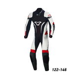 MACNA JUNIOR 1 PIEZA MOTO PERFORADO TRAJE DE CUERO NEGRO BLANCO ROJO - Mono