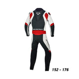 MACNA JUNIOR 1 PIEZA MOTO PERFORADO TRAJE DE CUERO NEGRO BLANCO ROJO - Mono