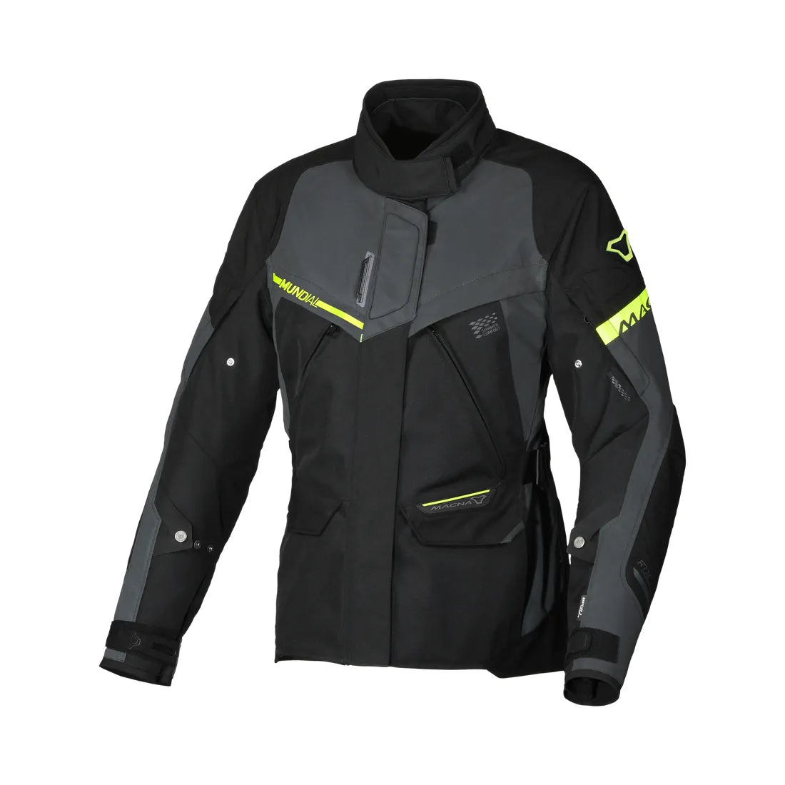 Macna Mundial para Mujer Textil Chaqueta Gray Black Yellow Fluo – 1 – Maximomoto PT