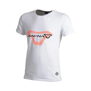MACNA Logo Hombre Camiseta Blanco Naranja Negro