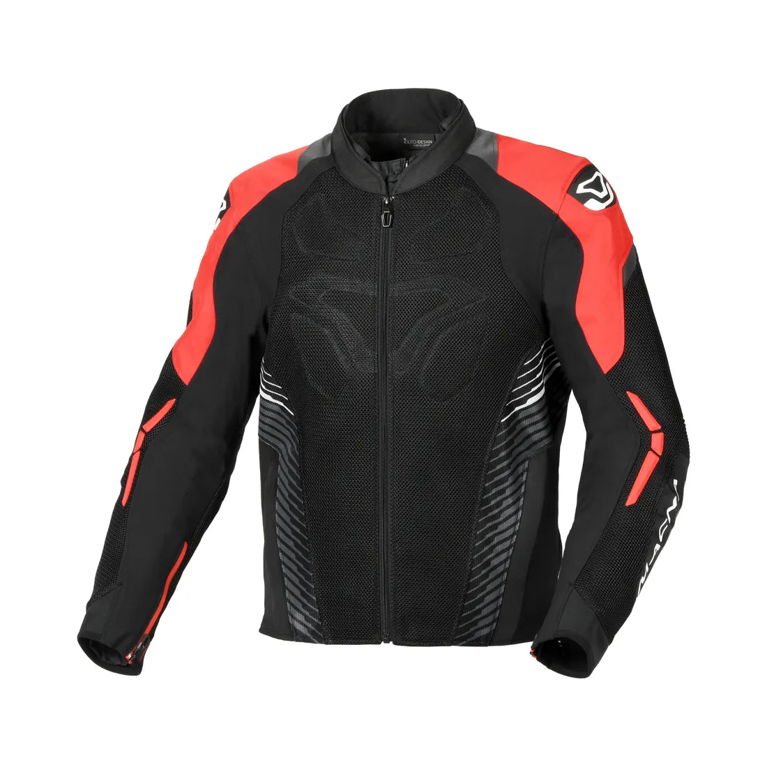 Macna Novic hombre Chaqueta textil moto Negro Rojo Blanco