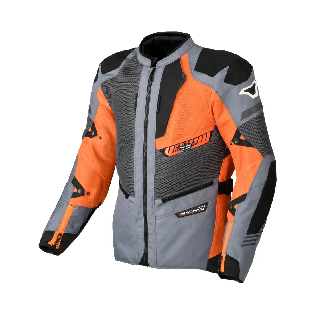 Macna Synchrone Adventure Chaqueta Light Gray Black Blue Orange – 3 – Maximomoto PT