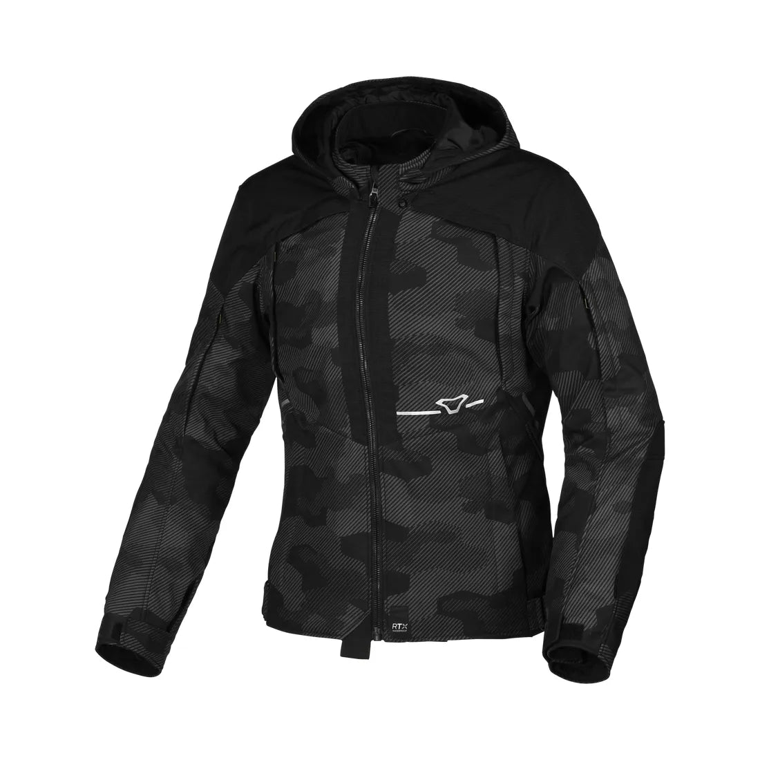 Macna Territor mujer Chaqueta moto impermeable Negro Camuflaje