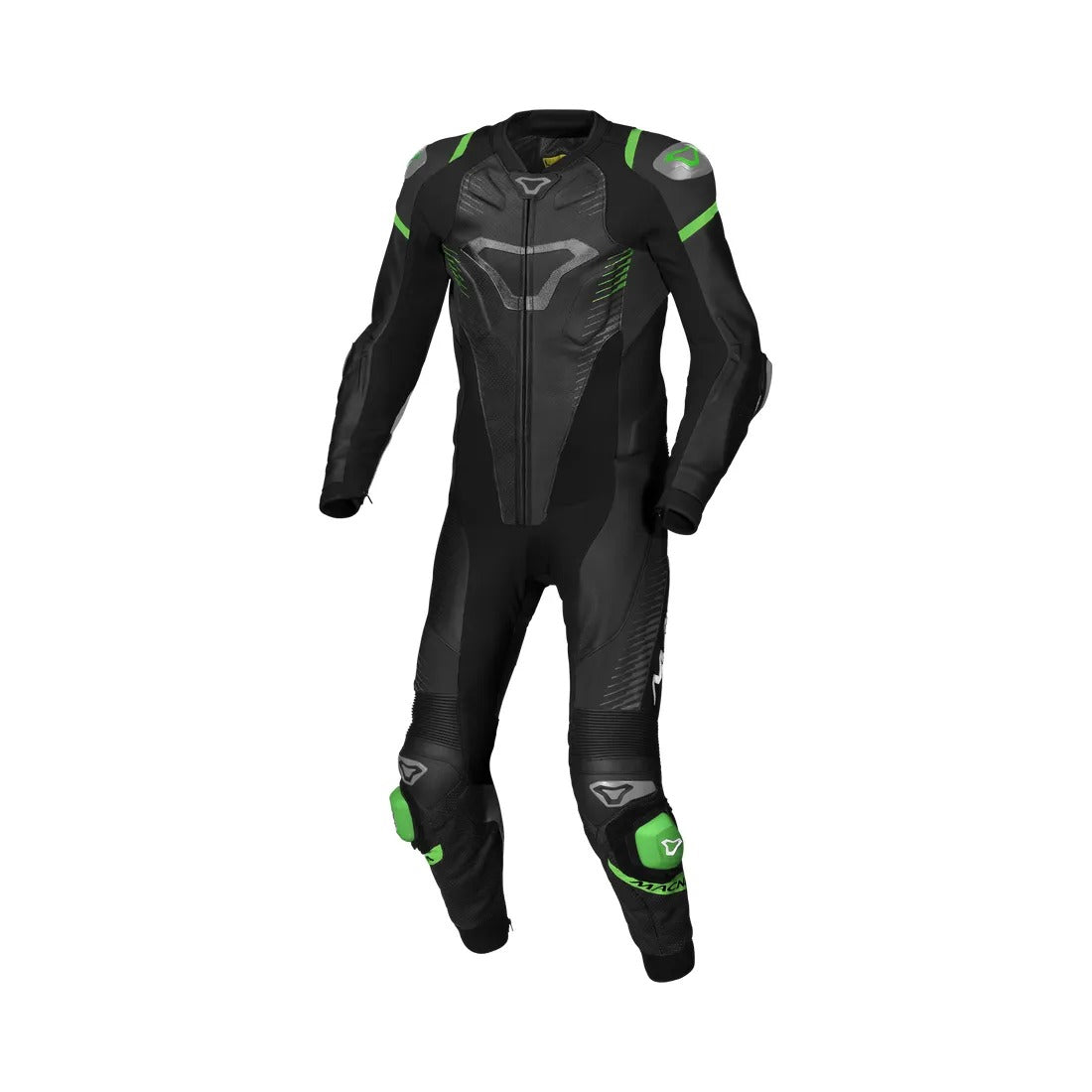 MACNA TRONNIQ 1 PIEZA MOTO PERFORADO TRAJE DE CUERO NEGRO VERDE - 48 / NEGRO NARANJA BLANCO - Mono