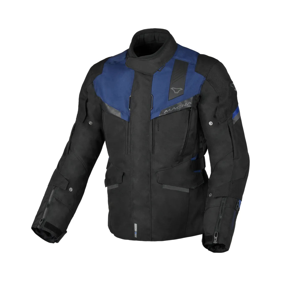Macna Zastro Hombre Chaqueta Textil Impermeable Moto Negra Azul