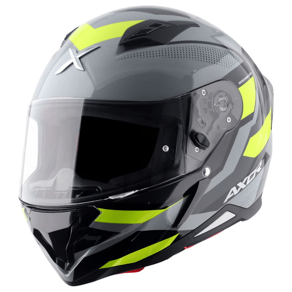 AXOR HUNTER CORNET Moto Integral Capacete Preto Matt Amarelo Fluo