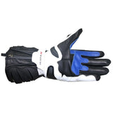 R-TECH HAWK Luvas De Moto Couro Preto Azul