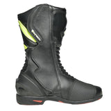 R-TECH PILOT Women's Motorcycle Leather Boots Black Fluorescent Yellow