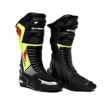 R-TECH ROAD RACER WP Moto Couro Botas Preto Fluorescente Amarelo