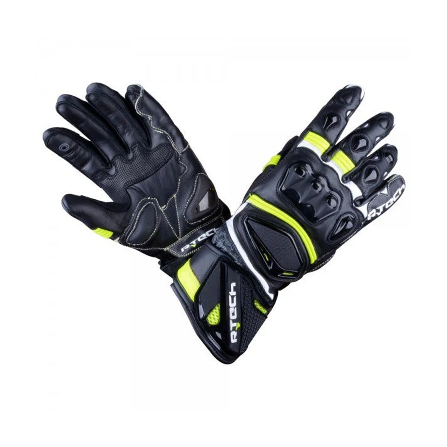 R-TECH ROBO Motorcycle Ladies Leather Gloves Black Fluorescent Yellow – 1 – Maximomoto PT