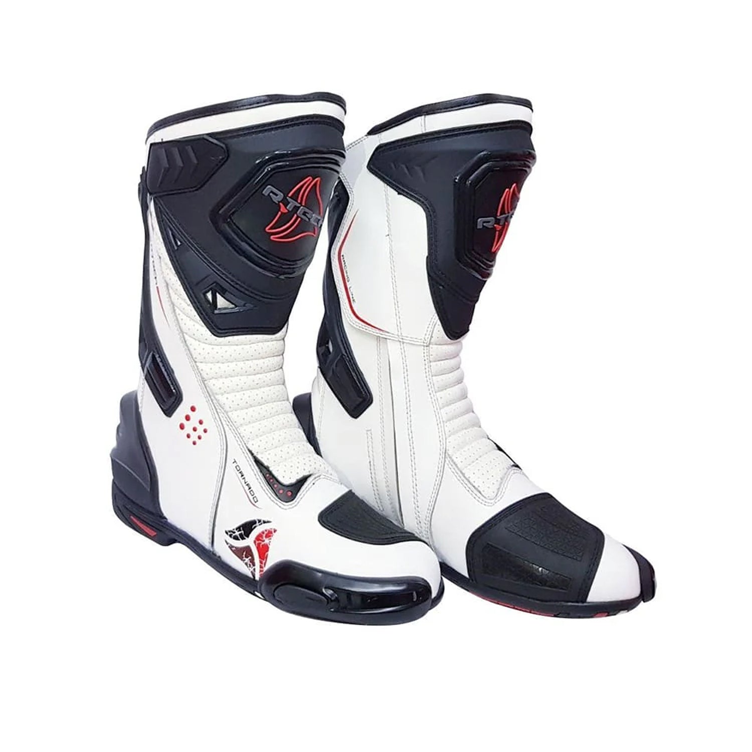 R-TECH TORNADO WP White Leather Motorcycle Boots – 1 – Maximomoto PT